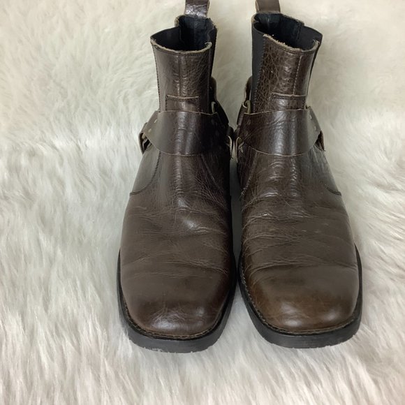 Bed Stu Men's Brown Leather Harness Buckle Chelsea Fairbanks Boots 12 - Picture 2 of 11